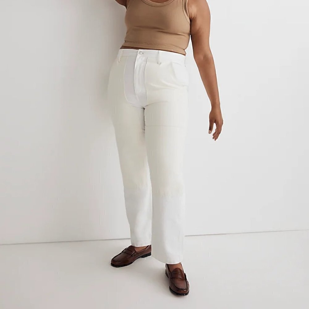 Madewell 90s Straight Jeans Two-Tone Workwear Edition White Cream Size 33 NWT